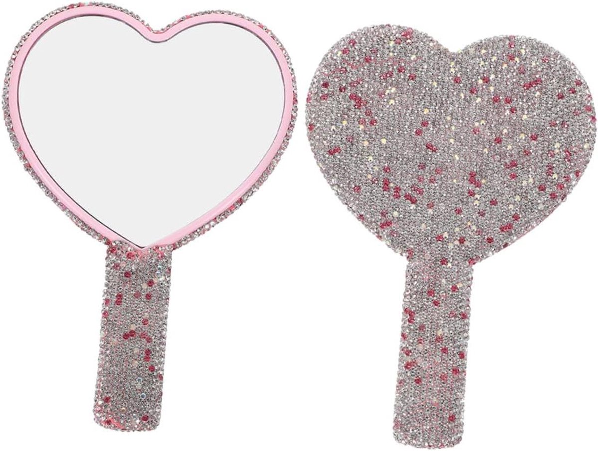 Handvat Spiegel - Portemonnee Spiegel - Make-up Aanbrengen - Stijlvol Hartontwerp - 164 x 111 cm - Roze