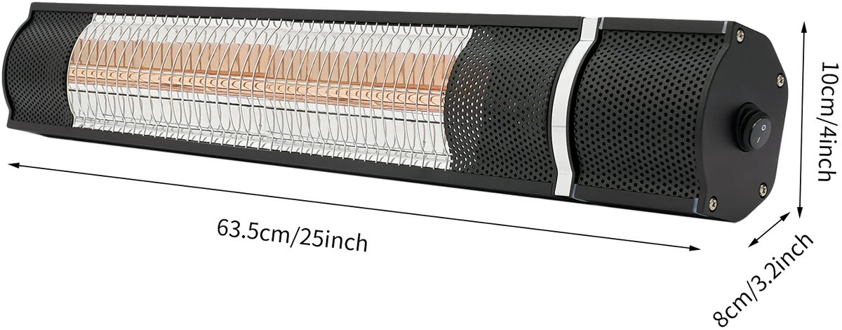 CYRO - Infrarood Heater - Infrarood Kachel - Infrarood Verwarming - met Afstandsbediening en Statief - 3 Niveaus Vermogen - Zwart – foto 7