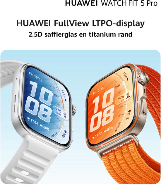 HUAWEI WATCH FIT 5 PRO- Wit - Premium ontwerp - Geavanceerde outdoor workout mogelijkheden - Professioneel gezondheidsmonitoring met TruSense - Compatibel met iOS & Android