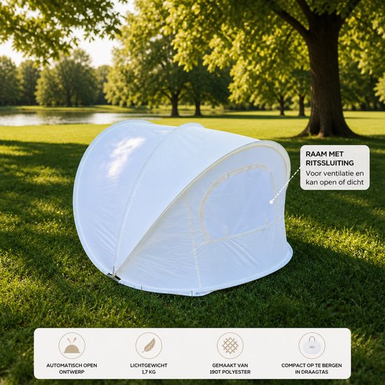 BRD® Outdoor - Pop-up Tent Crème Rond inclusief opbergtas - Kampeertent Camping Strandtent Picknicktent picknick essentials van Merkloos — afbeelding 2