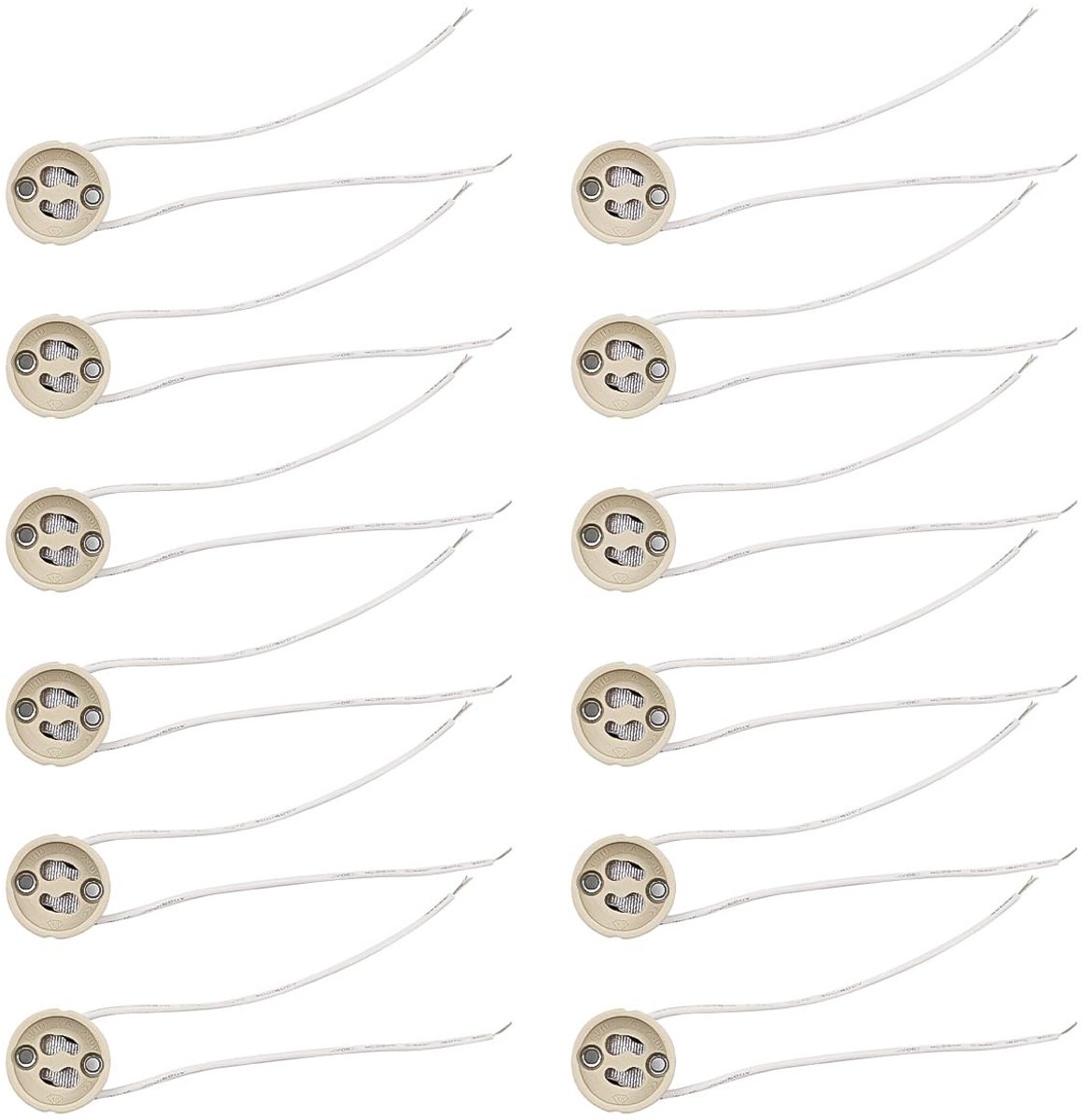 Allecto - GU10 Fittingen - Hoge Kwaliteit - Keramische Basis - 12 Stuks - Siliconenkabel - Geschikt voor verlichting - Wit