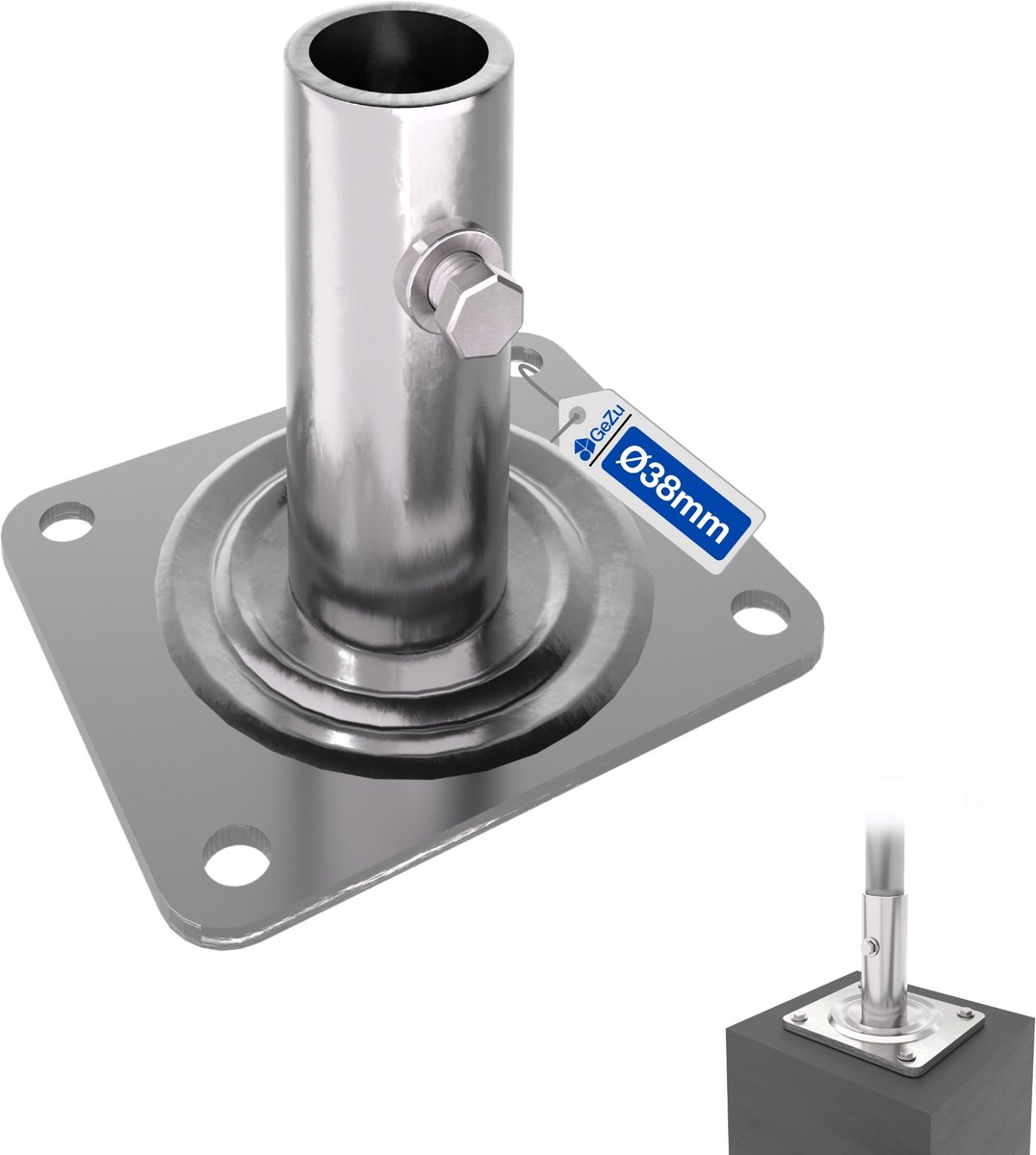 GeZu Impex Steiger Onderplaat Ø 38 mm – Gegalvaniseerd