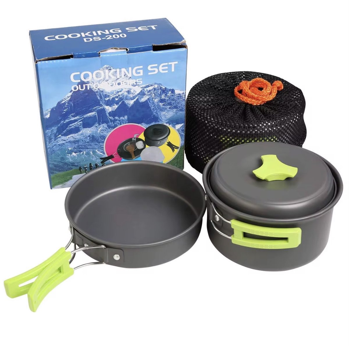 WeXplore Camping kookset 1-2 Personen - Lichtgewicht Aluminium Pannenset - Compact & Opvouwbaar - Inclusief Opbergtas
