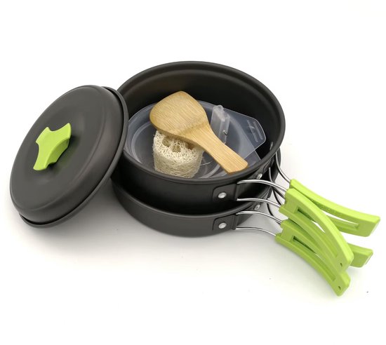 WeXplore Camping kookset 1-2 Personen - Lichtgewicht Aluminium Pannenset - Compact & Opvouwbaar - Inclusief Opbergtas — afbeelding 2