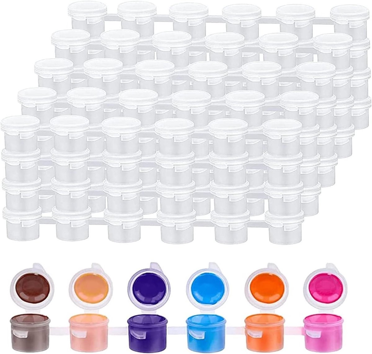 Set van 120 Levensmiddelenveilige Mini Verfpotjes met Deksel - Wasbare Acrylverf Opslagcontainers, Niet-Lek en Ideaal voor Kunstprojecten