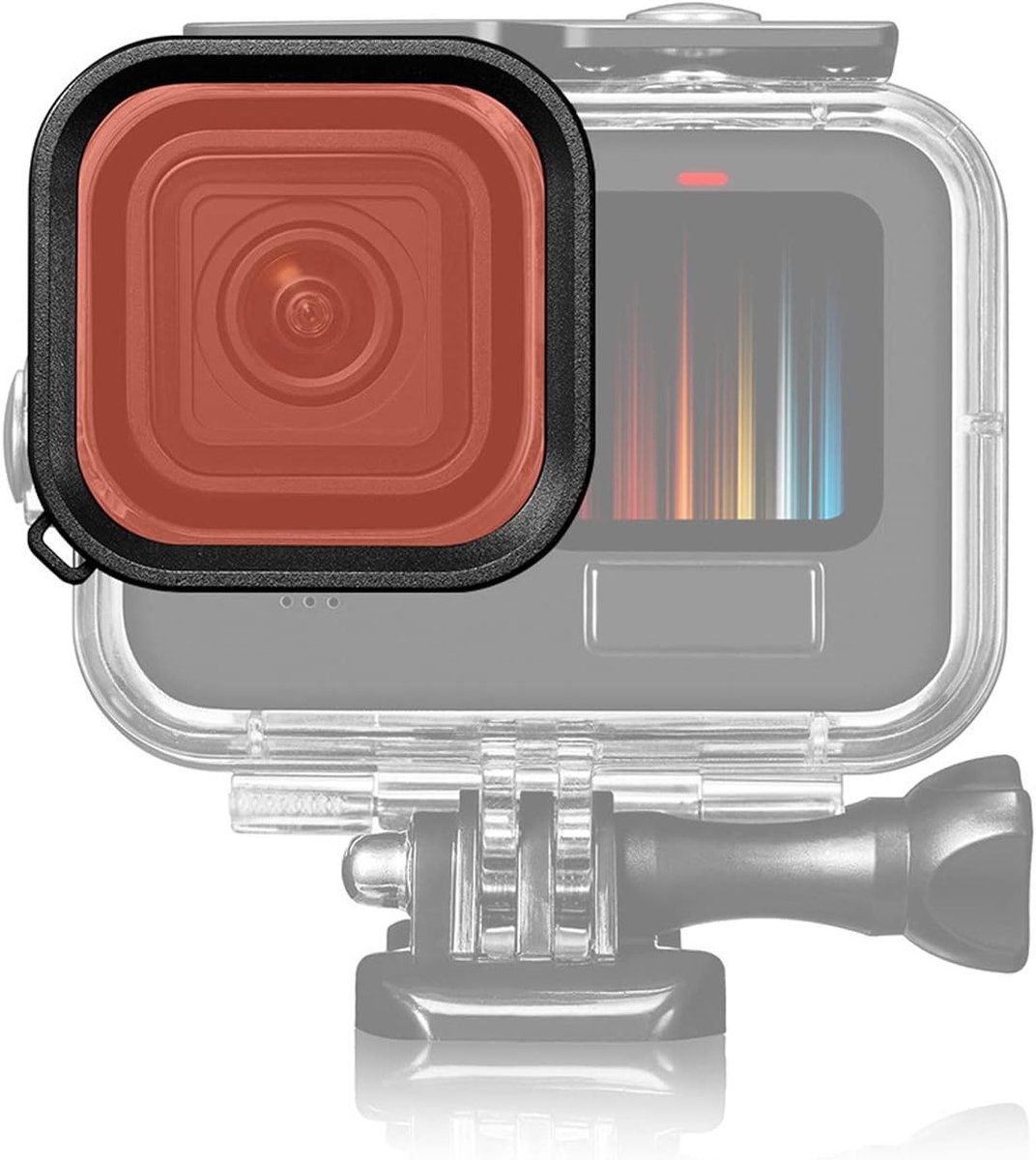 Diepzee Filters voor Onderwatercamera's met Waterdichte Behuizing en Koord voor Optimale Video- en Fotografie-omstandigheden (Rood)