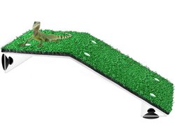 Schildpad Basking Platform - Reptielen Terras - Zonbaden Reptielen - Met Kunstgras - 22x7cm - Groen