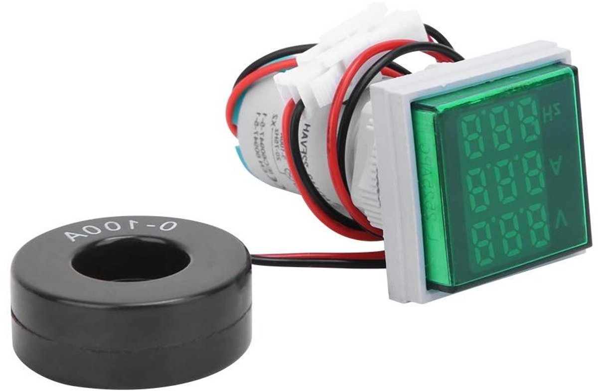Spanningsmeter - Stroommeter - Elektrische controle - LCD digitale weergave - 60-500V 0-100A - Groen