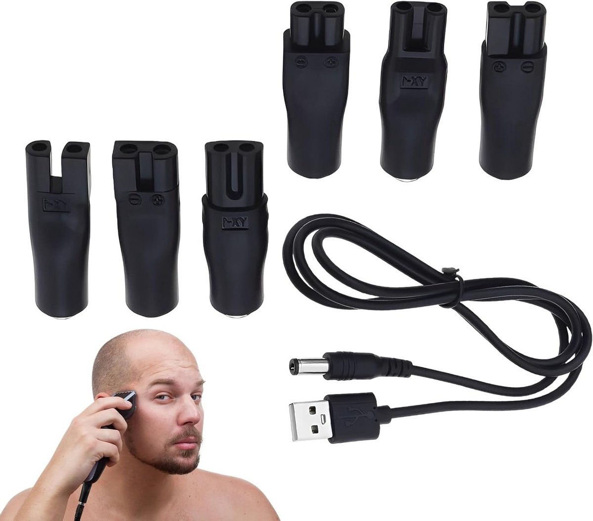 Oplaadkabel en Adapter Set voor Diverse Elektrische Haartrimmers en Scheerapparaten, Inclusief USB en Voedingskabel
