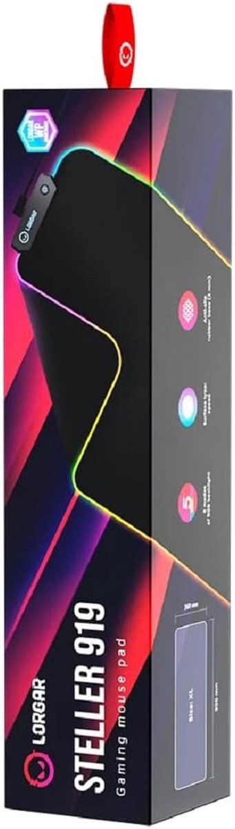 Muismat - Groot bureau pad - Comfortabel gamen - RGB verlichting - 90x36 cm - Zwart van Merkloos — afbeelding 5