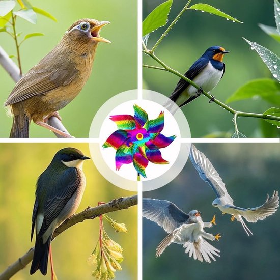 Winmolen voor Vogelafweer, 10 Stuks, Reflecterende Duivenverschrikker voor Balkon en Tuin, 55 cm Hoog, Effectieve Windmolen tegen Vogels van Merkloos — afbeelding 4