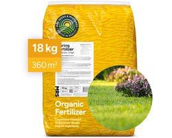 MRS Spring Organische Gazonmest Voorjaar - 18 kg voor 360 m² - Diepgroen en sterk gazon - 120 dagen voeding - Stimuleert de grasgroei na de winter - Verbetert de bodemstructuur