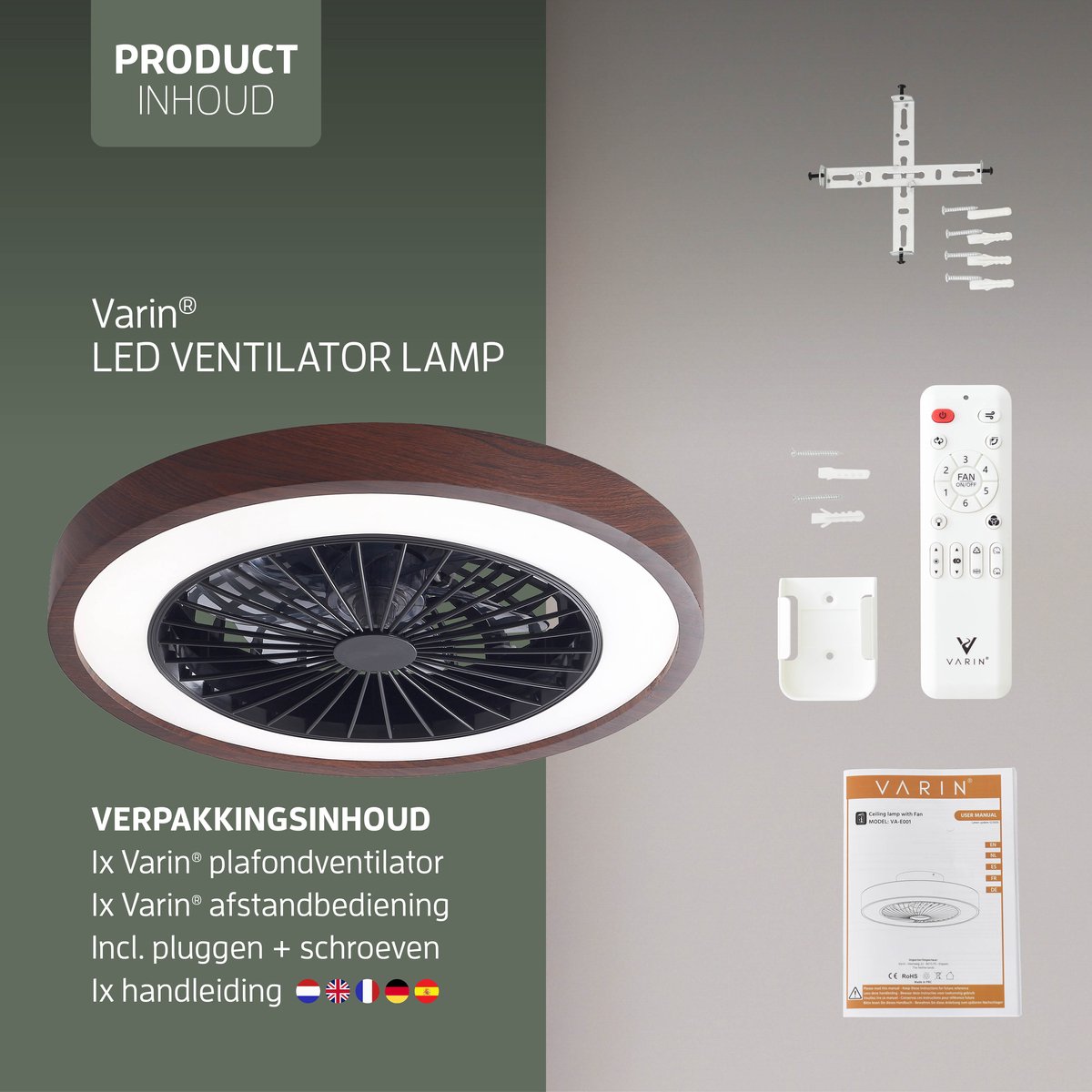 Varin plafondventilator met RGBW-verlichting thumbnail 7