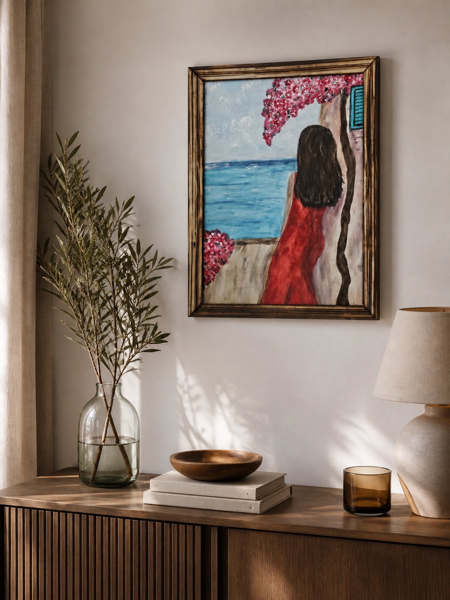 Handgemaakt Schilderij 30x40 cm – Uniek Kunstwerk met Houten Lijst – Moderne Wanddecoratie