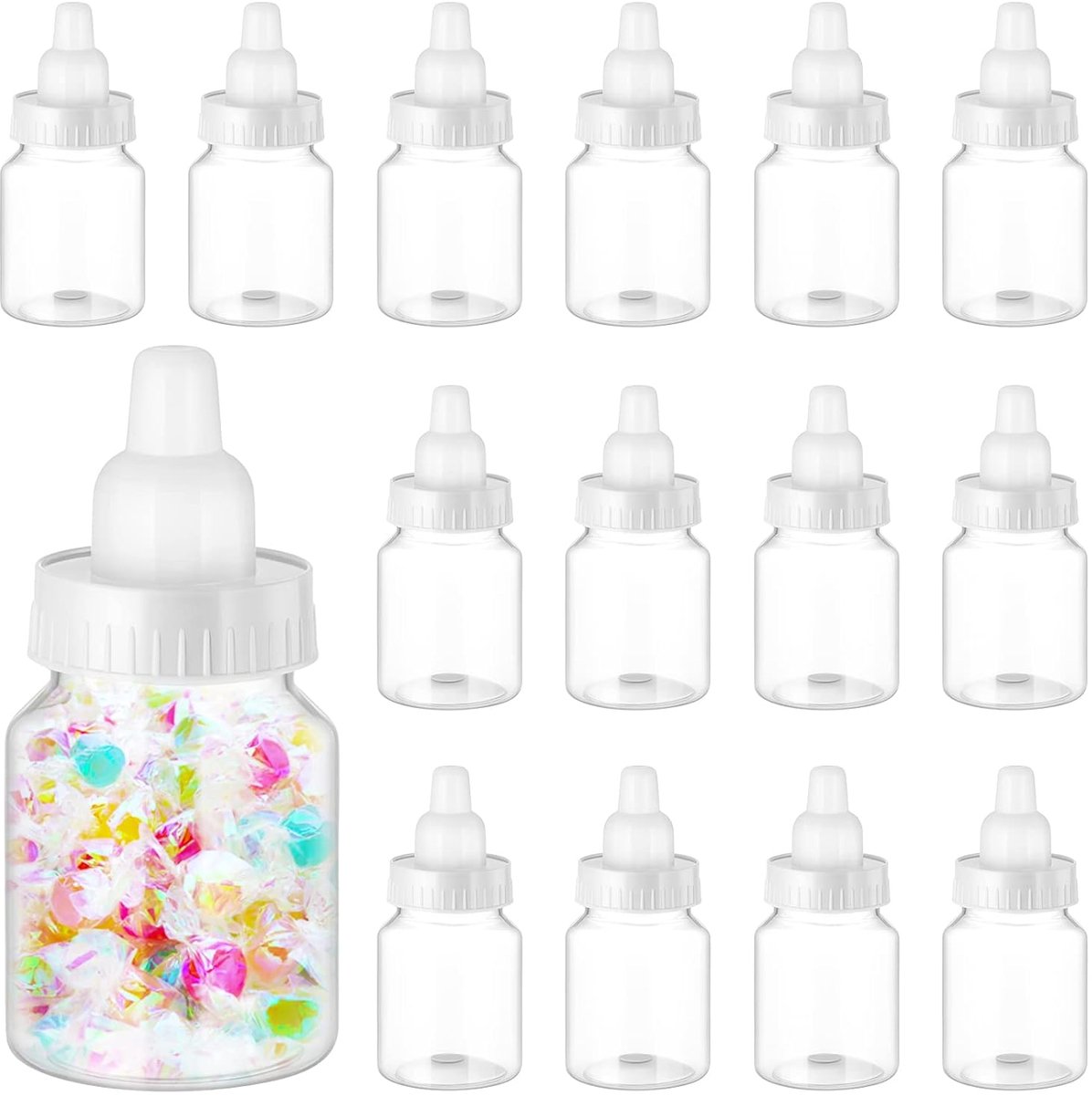 36-Delige Mini Snoepflesjes Bedankjes - Baby Shower Decoratie - 9cm - Transparant