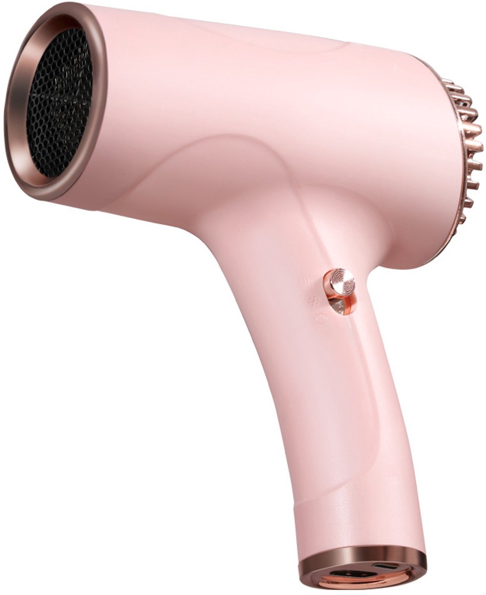 VHV - Föhn - Draadloze föhn - kleine draagbare föhn - Hoogwaardige föhn met warme en koude lucht - USB-oplaadfunctie - Ideaal voor gezinsuitjes - Reizen en kamperen - roze