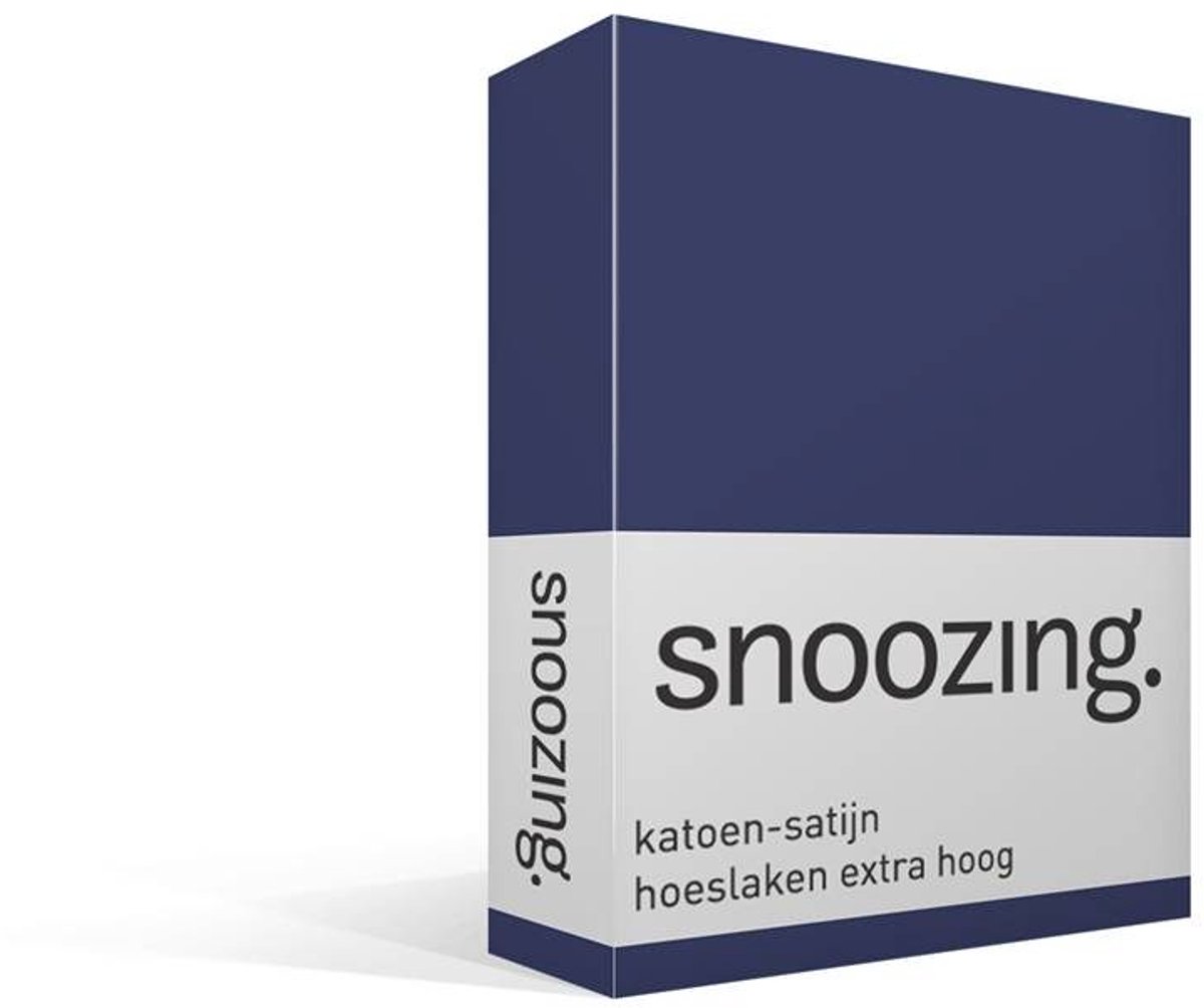 Snoozing Katoen-satijn - Hoeslaken - Extra Hoog - Eenpersoons - 900x210 cm - Navy