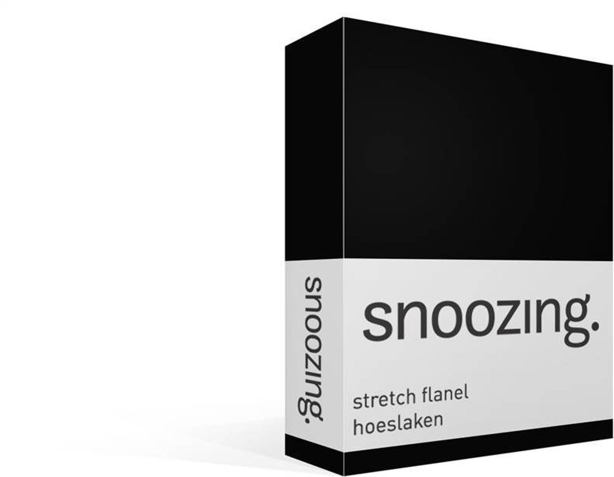 Snoozing stretch flanel hoeslaken - Lits-jumeaux - Zwart