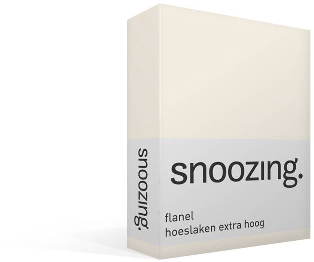 Snoozing Flanel - Extra Hoog - Hoeslaken - Eenpersoons - 80/90x200 cm - Ivoor