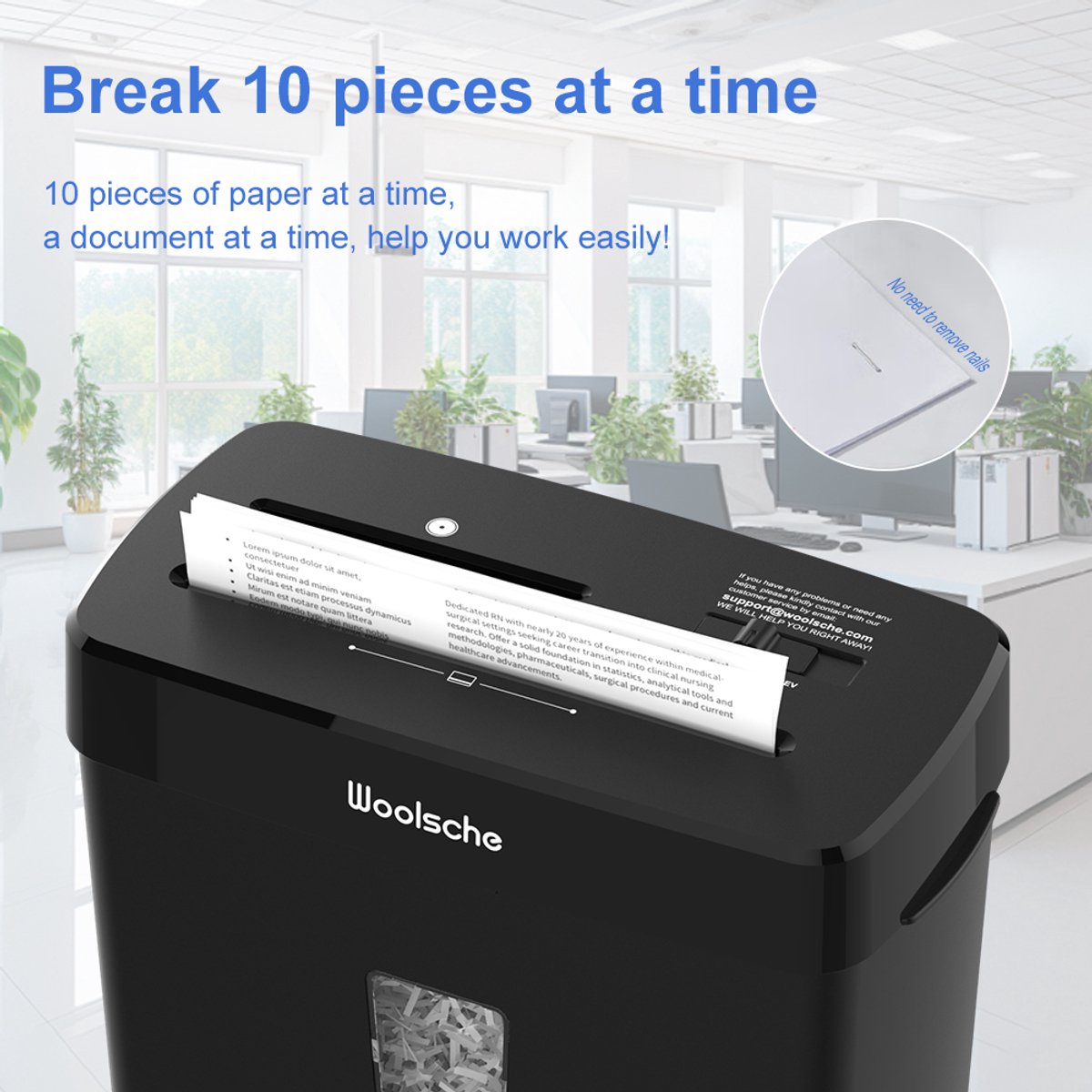 Re-purelife® papiervernietiger 8 vellen | documentvernietiger van ABS en kunststof | cross-cut met P-4 veiligheidsniveau | compacte shredder voor thuis en kantoor | zwart 31 x 16 x 38 cm thumbnail 6