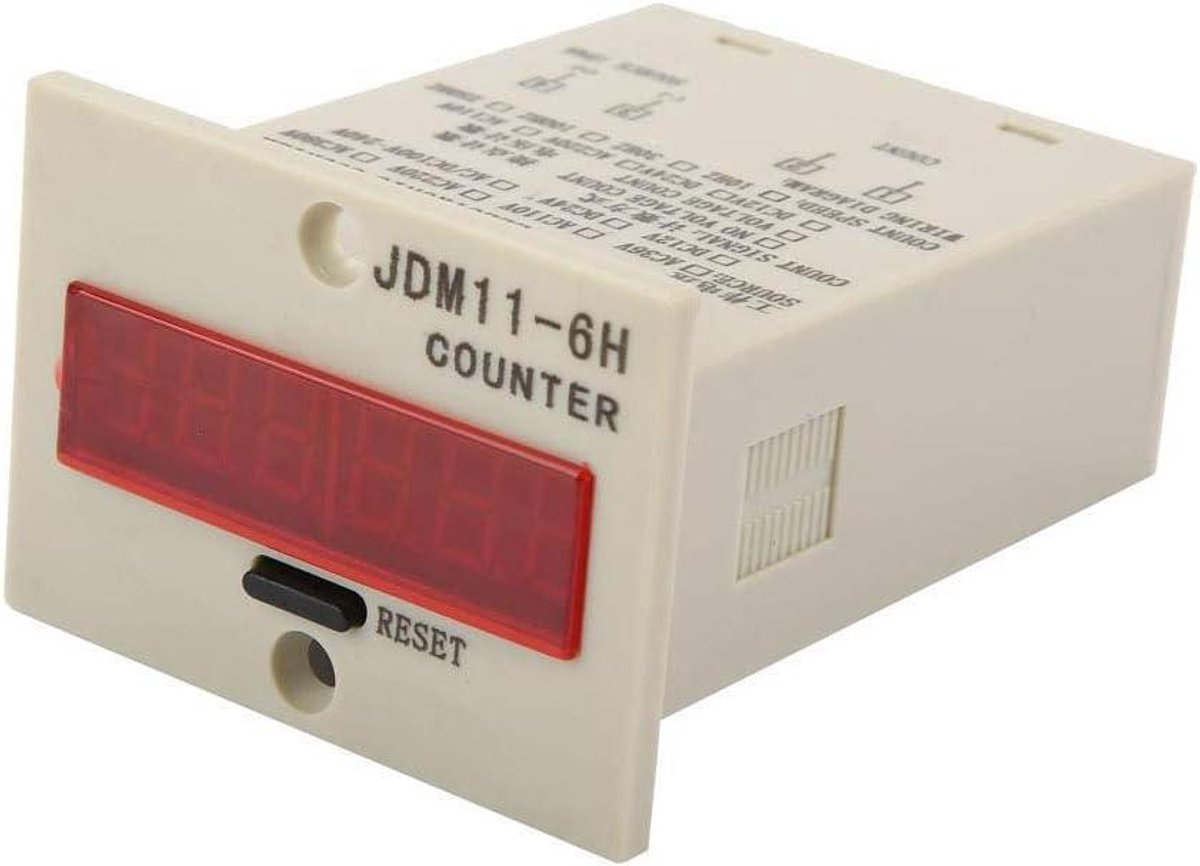 Digitale Pulsteller - Frequentieteller Teller Paneelmeter - Verkeer Tellen - 6-cijferige Weergave - 10 x 7 x 45 cm - Zwart