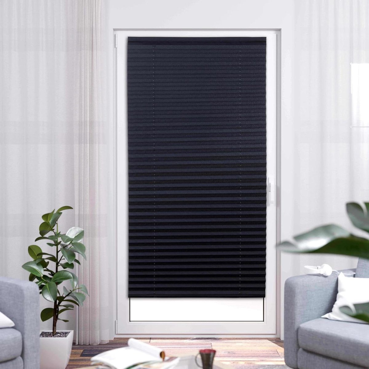 Plissé Gordijn - Lichtdicht Plissé - Privacy Creëren - Traploos Verstelbaar - 60 x 130 cm 