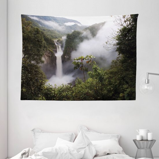 ABAKUHAUS Tapis nature et couvre-lit, Cascades de San Rafael, 230 x 140 cm, Vert/Gris