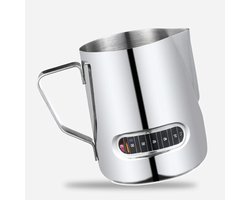 Melkschuimbeker - Koffiekan - Latte Art Maken - Temperatuurindicator - 600 ml - Zilver