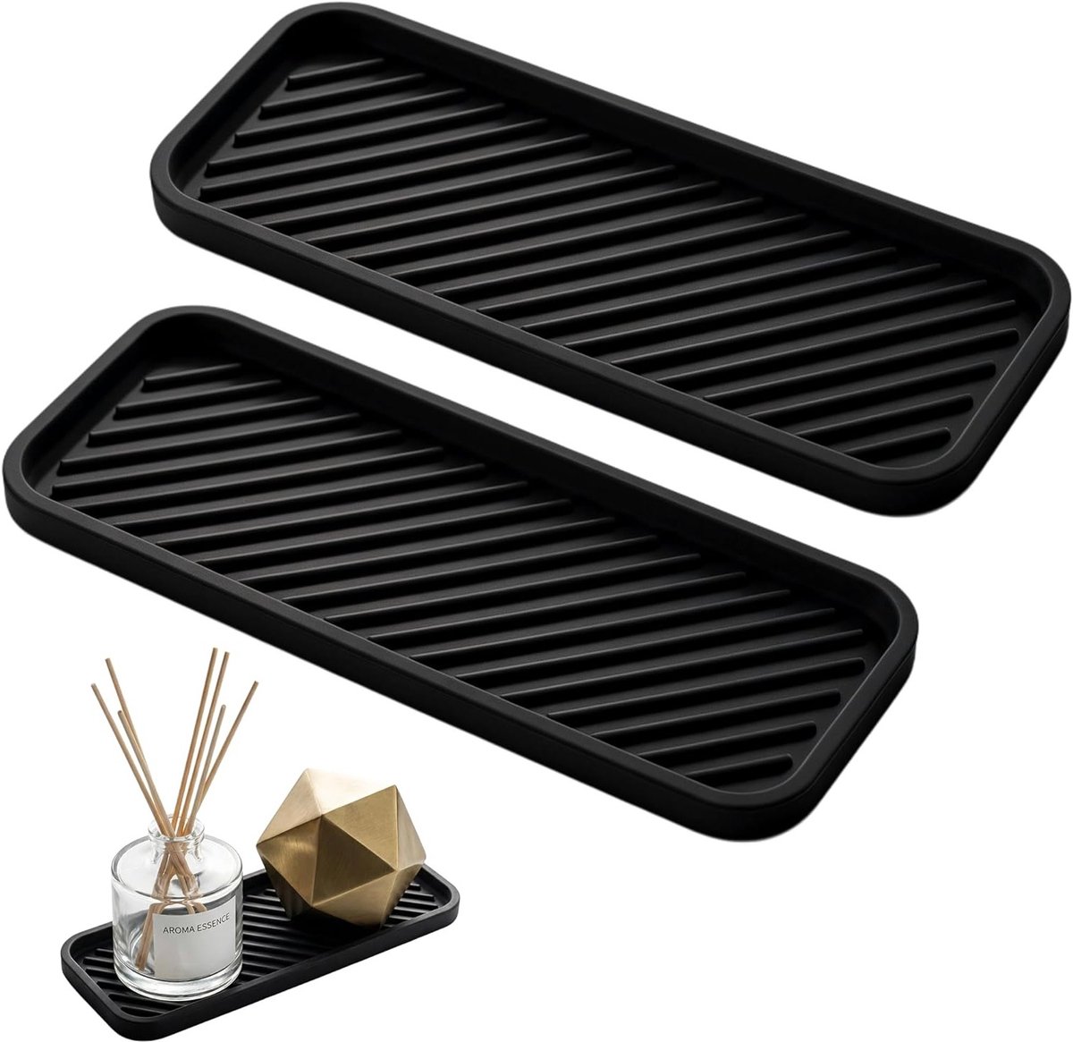 Multi-Function Silicone Keuken Organizer Set - Afwas Spons Houder en Antislip Zeep Dish, Zwart - Ideaal voor Keukenopslag en Ruimtebesparing