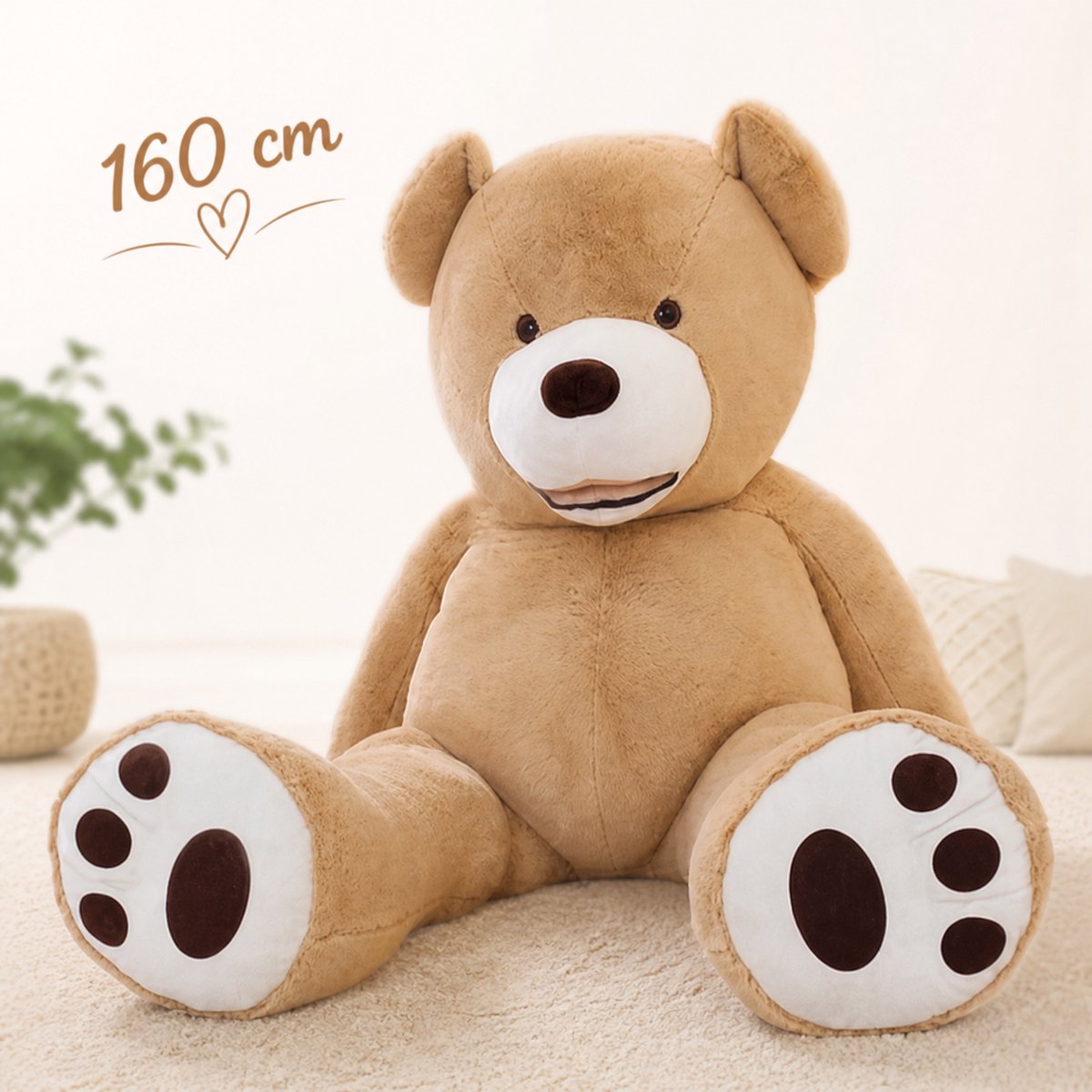 Grote knuffel - Grote knuffelbeer - 160 cm groot - Leuke Teddybeer