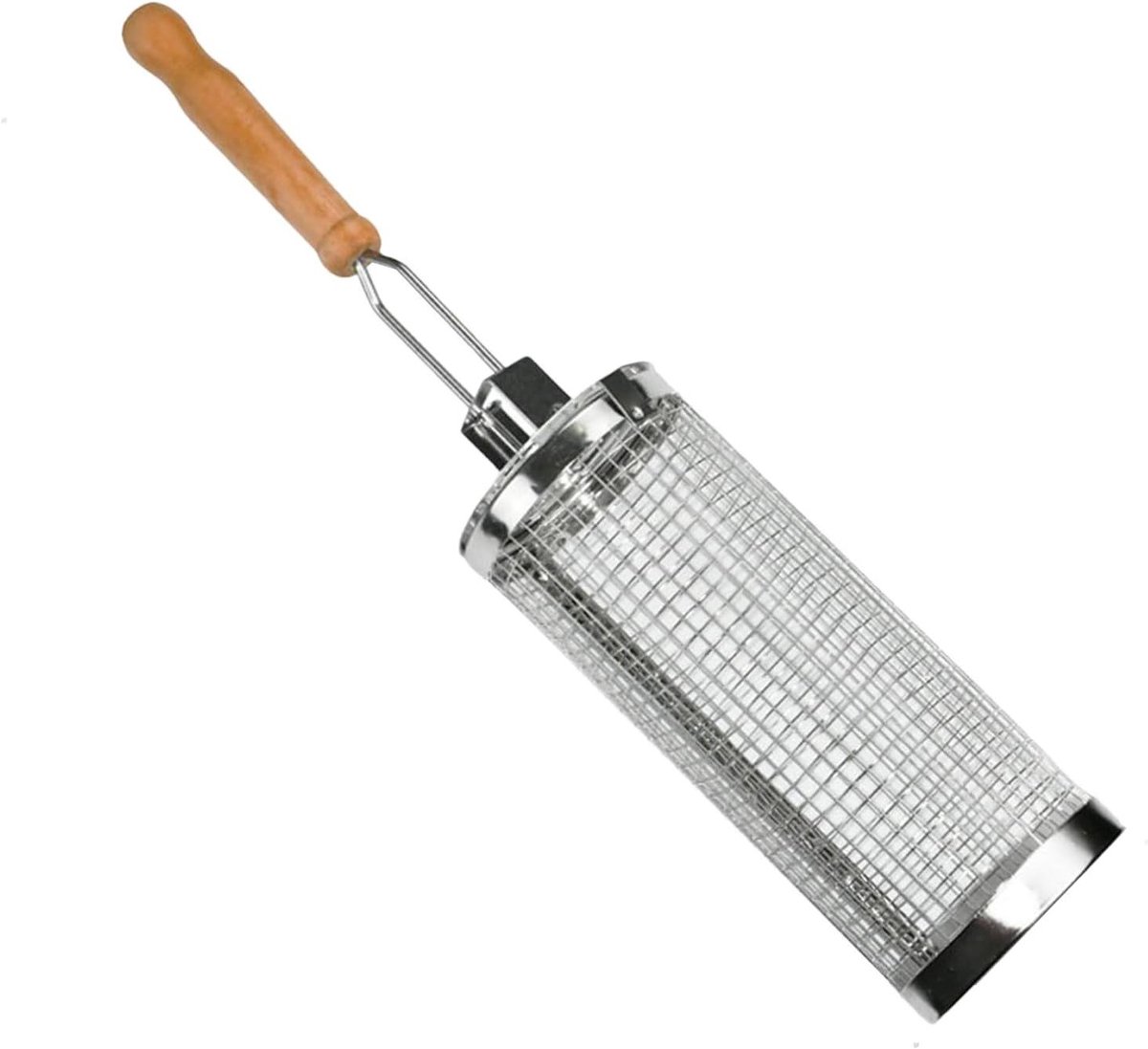 Grillmand Kooi - Roterende Cilinder - Groenten Grillen - Roestvrij Staal - 14.6 x 10.6 x 9.9 cm - Zilver