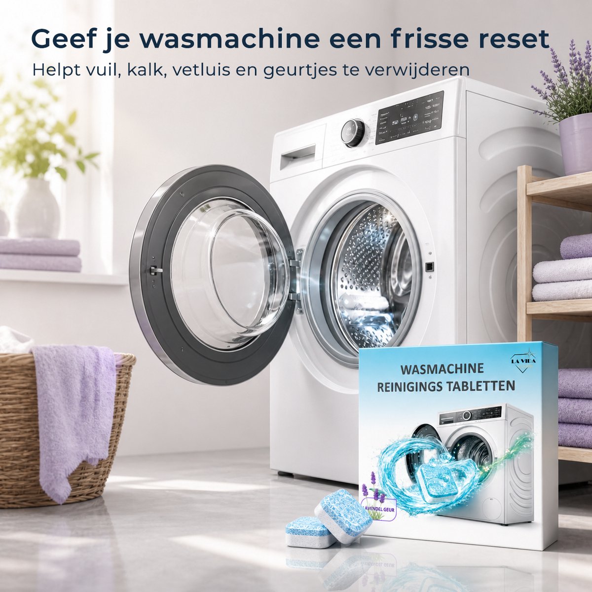 Wasmachine Reiniger Tabletten - 24 stuks - Lavendel Geur - Wasmachinereiniger Tegen Kalk, Vuil, Geurtjes & Vetluis - wasmachine reinigingstabletten — afbeelding 6