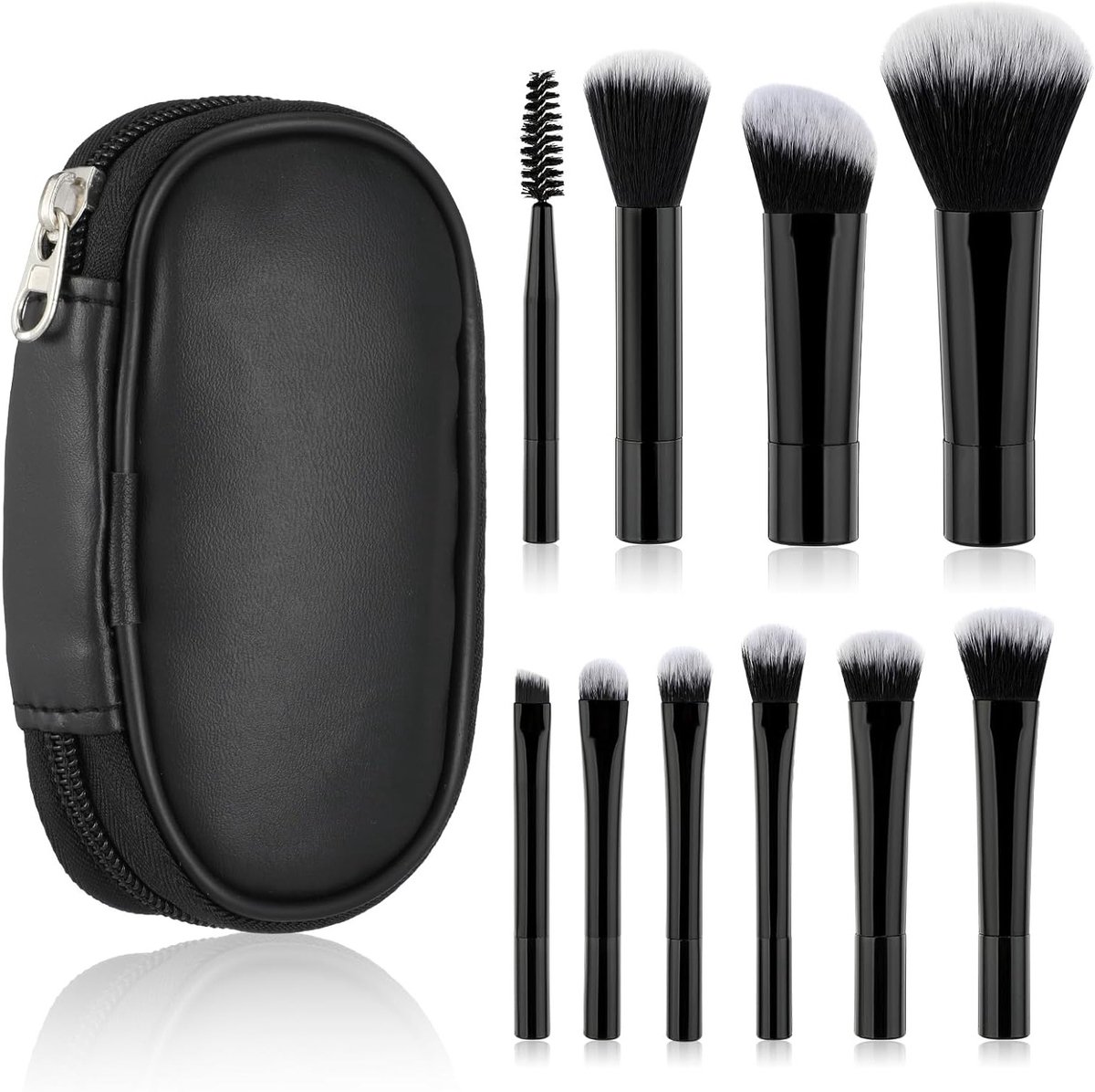 Draagbare Make-up Kwasten Set met Foundation Tas voor Blush, Eyeliner en Wimperborstel