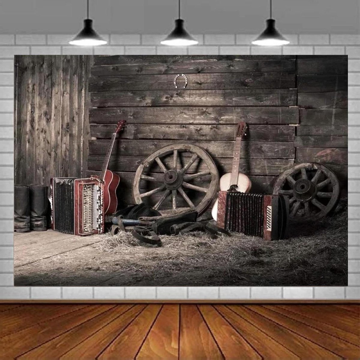Achtergronddoek - Rustieke decoratie - Feestelijke sfeer - Naadloos vinyl - 210x150cm - Rustiek
