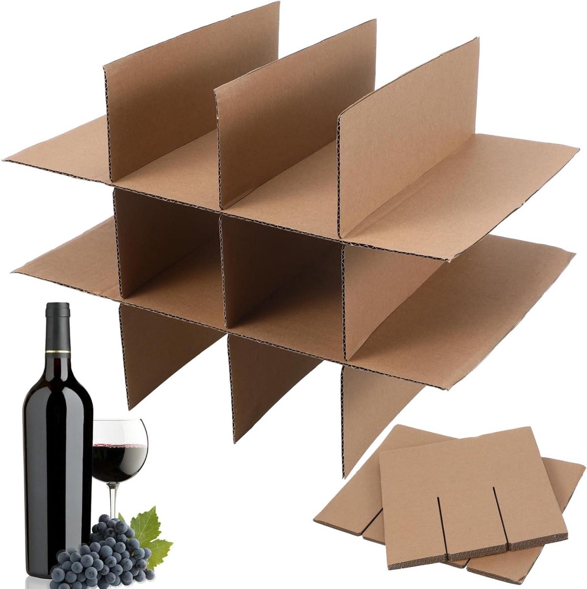 Verhuisdoos Verdelers - Kartonnen Inzetstukken - Spullen Beschermen - Verstelbare Configuratie - 38 x 28.2 cm - Beige