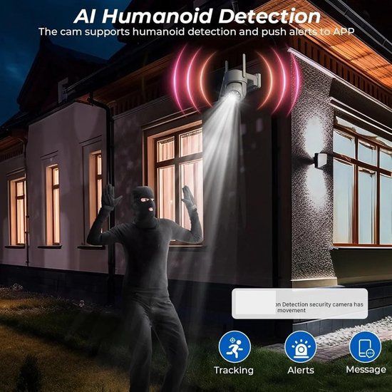 Draadloze Zonnecamera - Outdoor IP Camera - Huis Beveiligen - Ingebouwde Batterij - 8MP HD Resolutie - Zwart — afbeelding 5