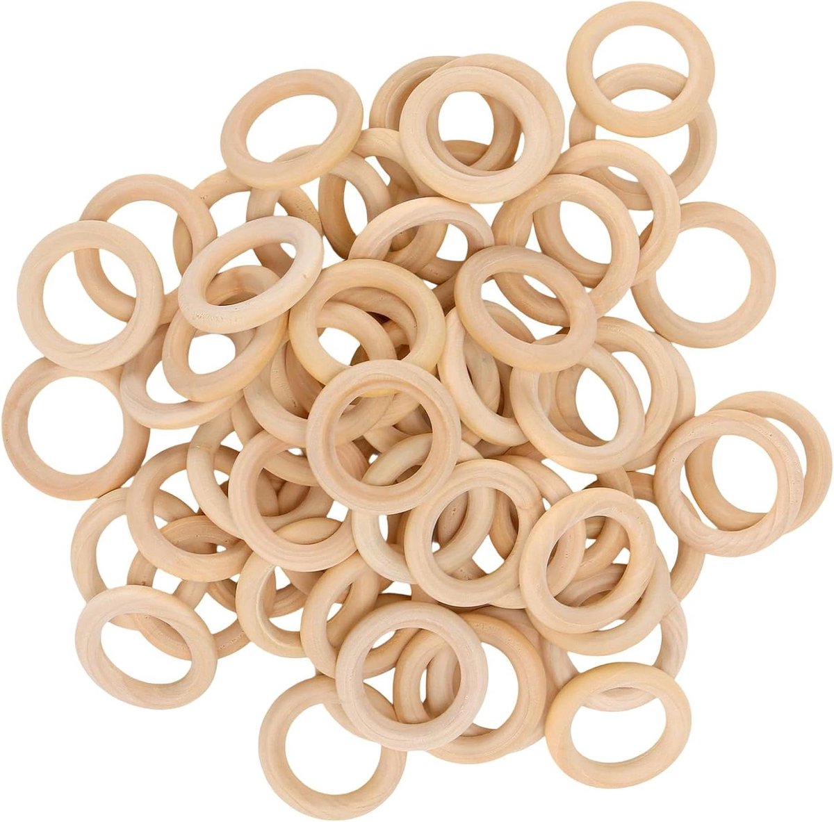 Houten Ringen - Ambachtelijke Cirkels - Handwerk Decoratie - Natuurlijk Materiaal - 60 Stuks - Houtkleur