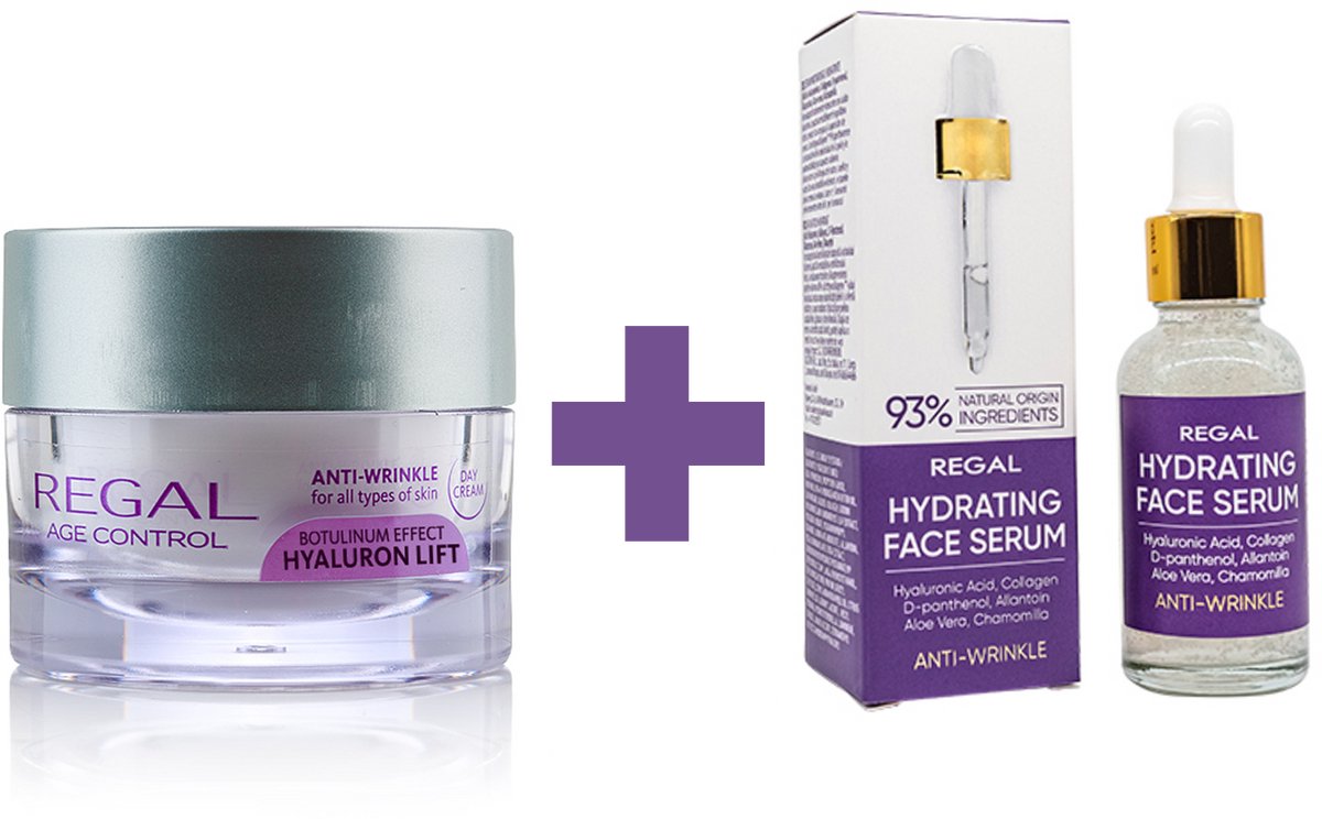 Regal Anti-Rimpel Serum & Dagcrème Set – Hyaluron Lifting & Botox Effect – Complete Gezichtsverzorging – 30ml + 45ml