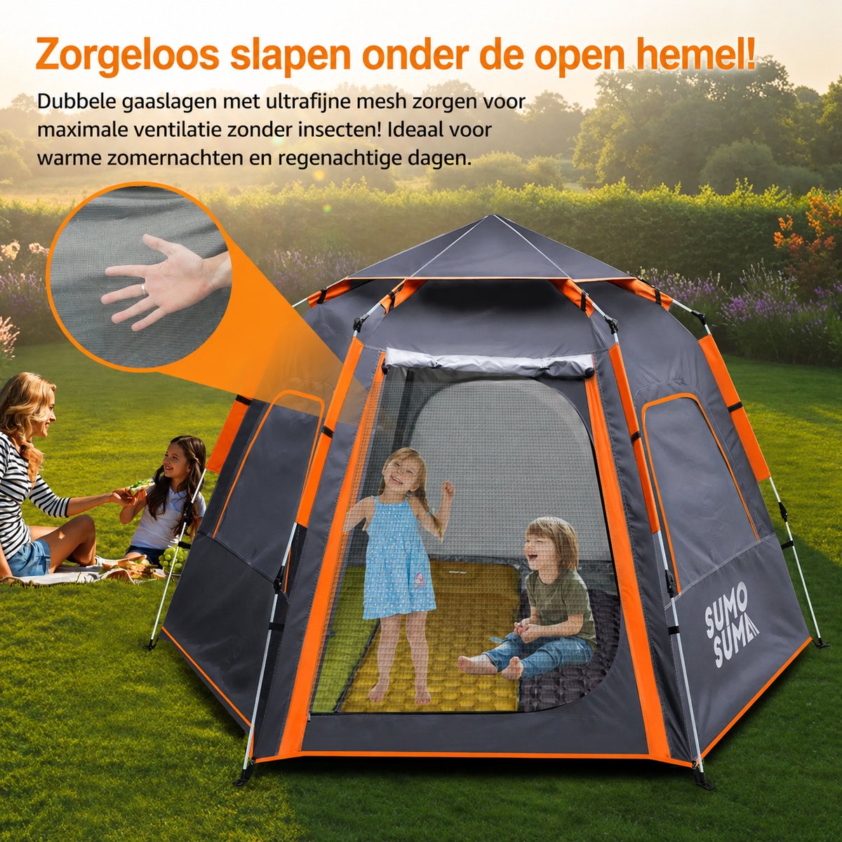 Lifero Camping Tent - Automatisch Pop-up Tent - Easy-up - Kampeertent 3 Persoons - Kamperen 4 persoons Tenten - Koepeltent – foto 6