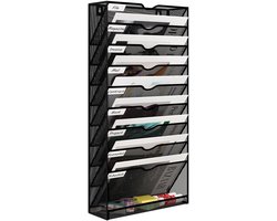 Allecto - EasyPAG 10 Tier A4 Mesh in Tray - Hangende Muur Bestand Houder - Zwart - Tijdschrift Opslag Rek - Organiseer je kantoor of thuis