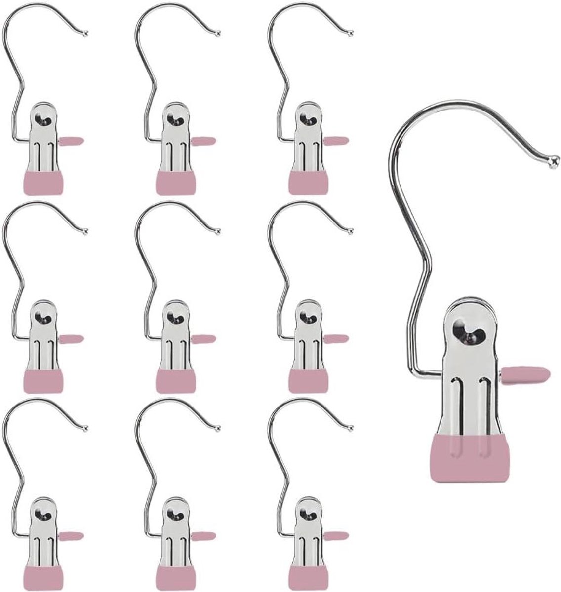 Hangers Clips - RVS Haken - Kast Ordenen - Ruimtebesparend Ontwerp - 10 Stuks - Roze