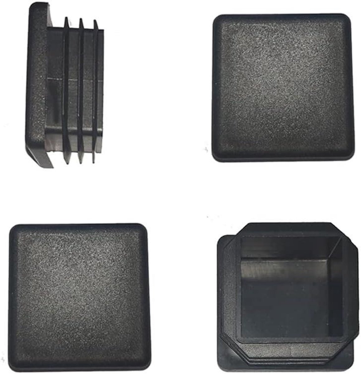 Vierkante Plastic Plugs - Buizen Eindkappen - Buizen Afwerken - Slijtvast en Duurzaam - 19 mm - Zwart