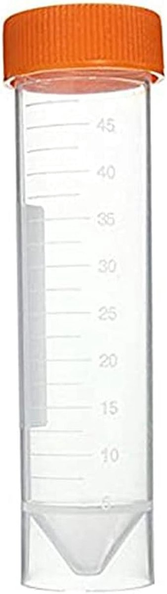 Plastic Centrifugeerbuis - Schroefdop Flesjes - Laboratorium Analyse - Zelfstaande Bodem - 50ml 10 Stuks - Transparant Oranje — afbeelding 5