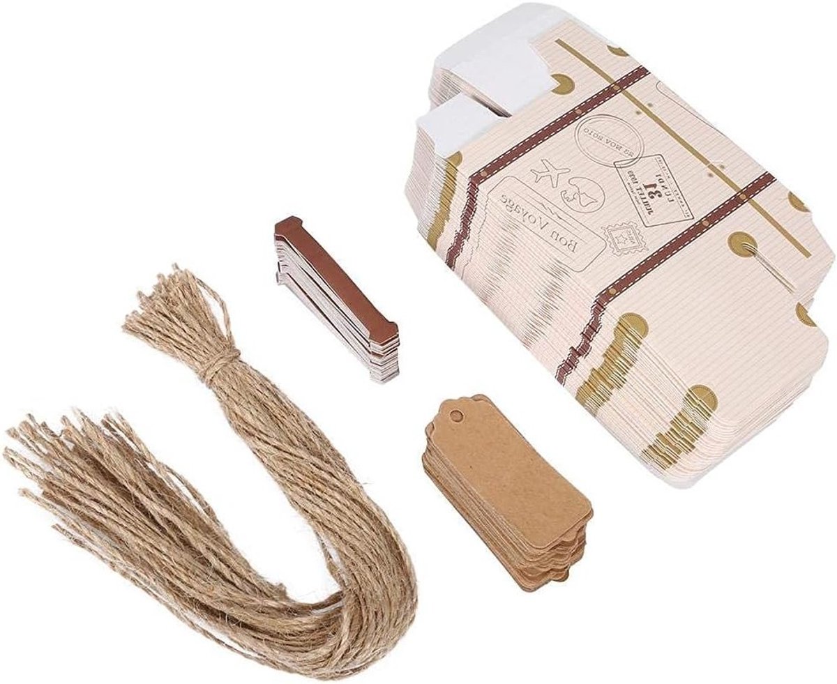 Elegante Mini Koffer Cadeaubox voor Trouwen en Verjaardagen - 50 Stuks - Karton, Snoep, Geschenken