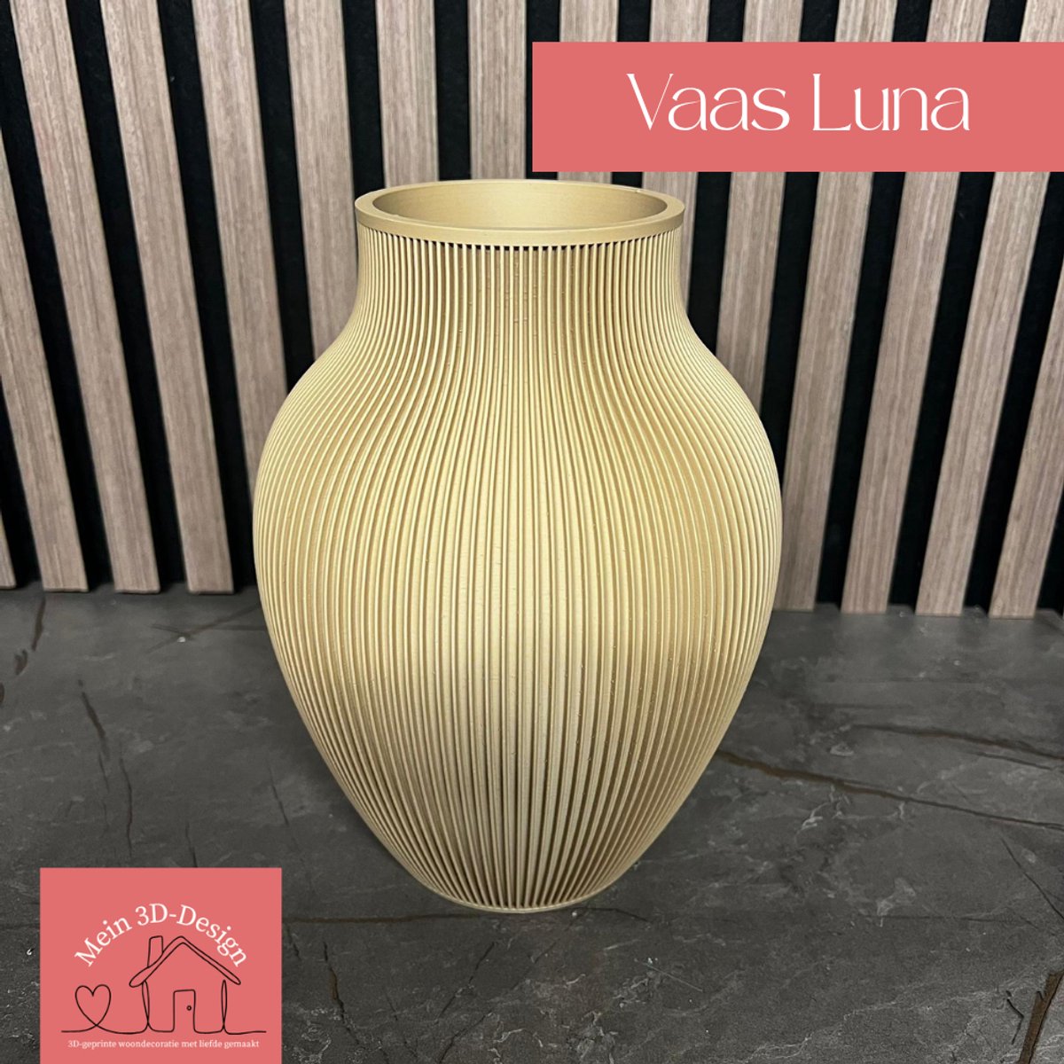 Vaas Luna - Japandi style - 3D geprint - Kunstbloemen - Legobloemen