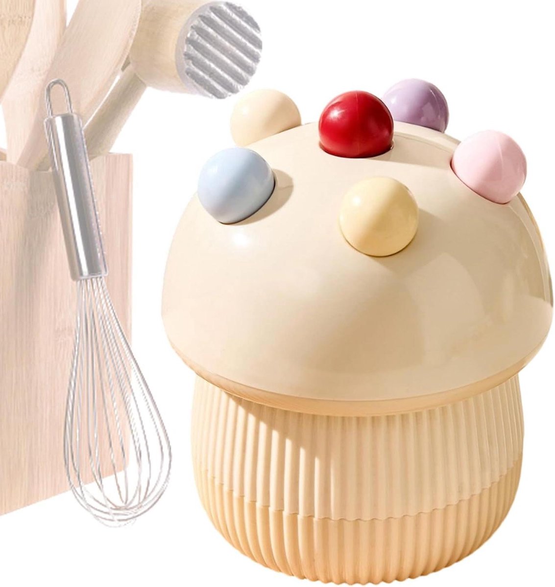 Dessertvorkjes Set - Paddenstoelvormig bestek - Desserts Serveren - Inclusief Vorkhouder - 6 Stuks - Romig