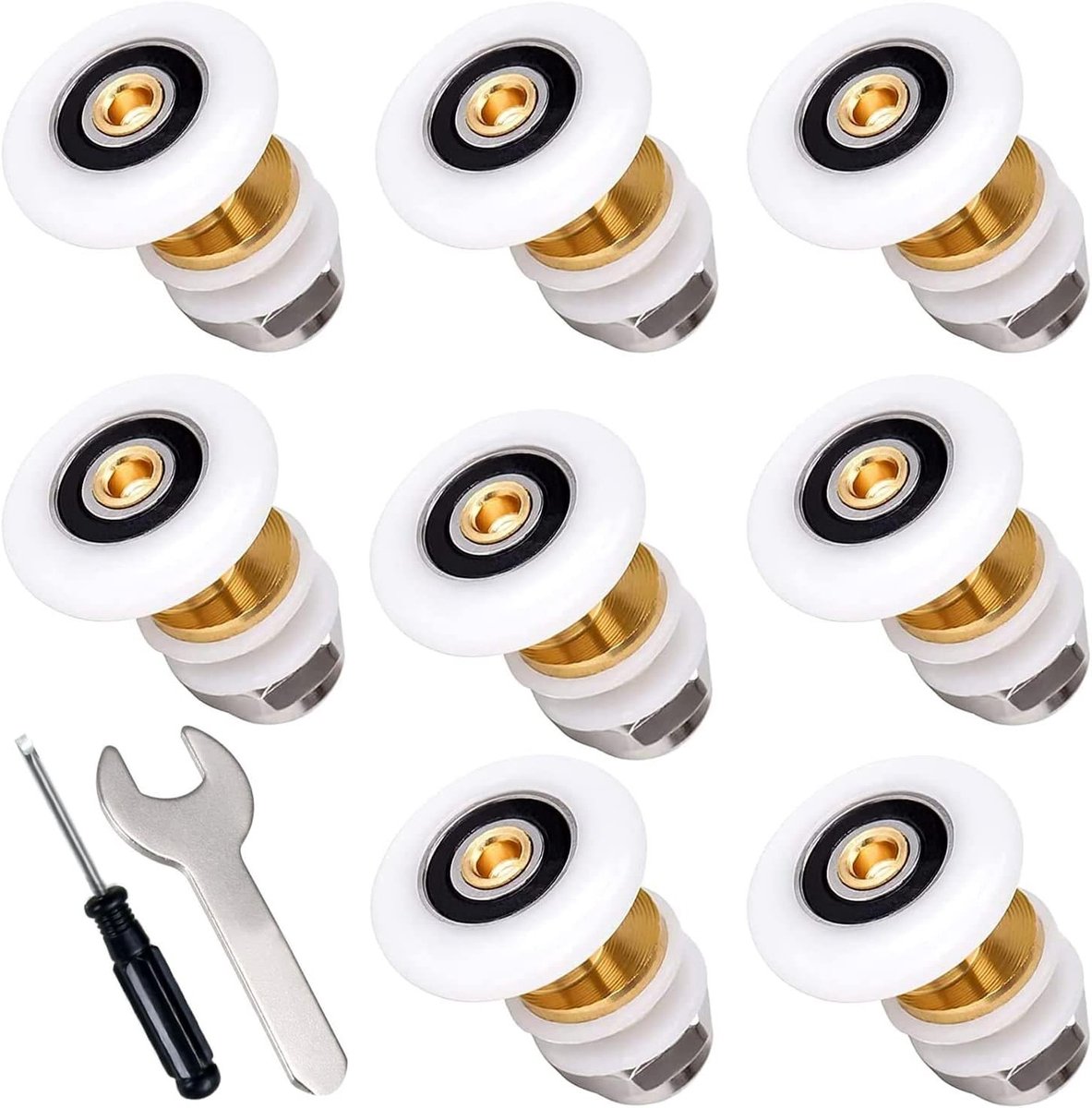 Vervangende wielen voor douchecabine en douchedeur - 8 stuks (25 mm) - Onderdeel voor schuifdeuren en badkameraccessoires