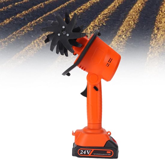 Elektrische Tuinfrees - Draadloze cultivator - Bodem losmaken - Krachtige 235rpm motor - 30.99 x 17 cm - Zwart — afbeelding 4