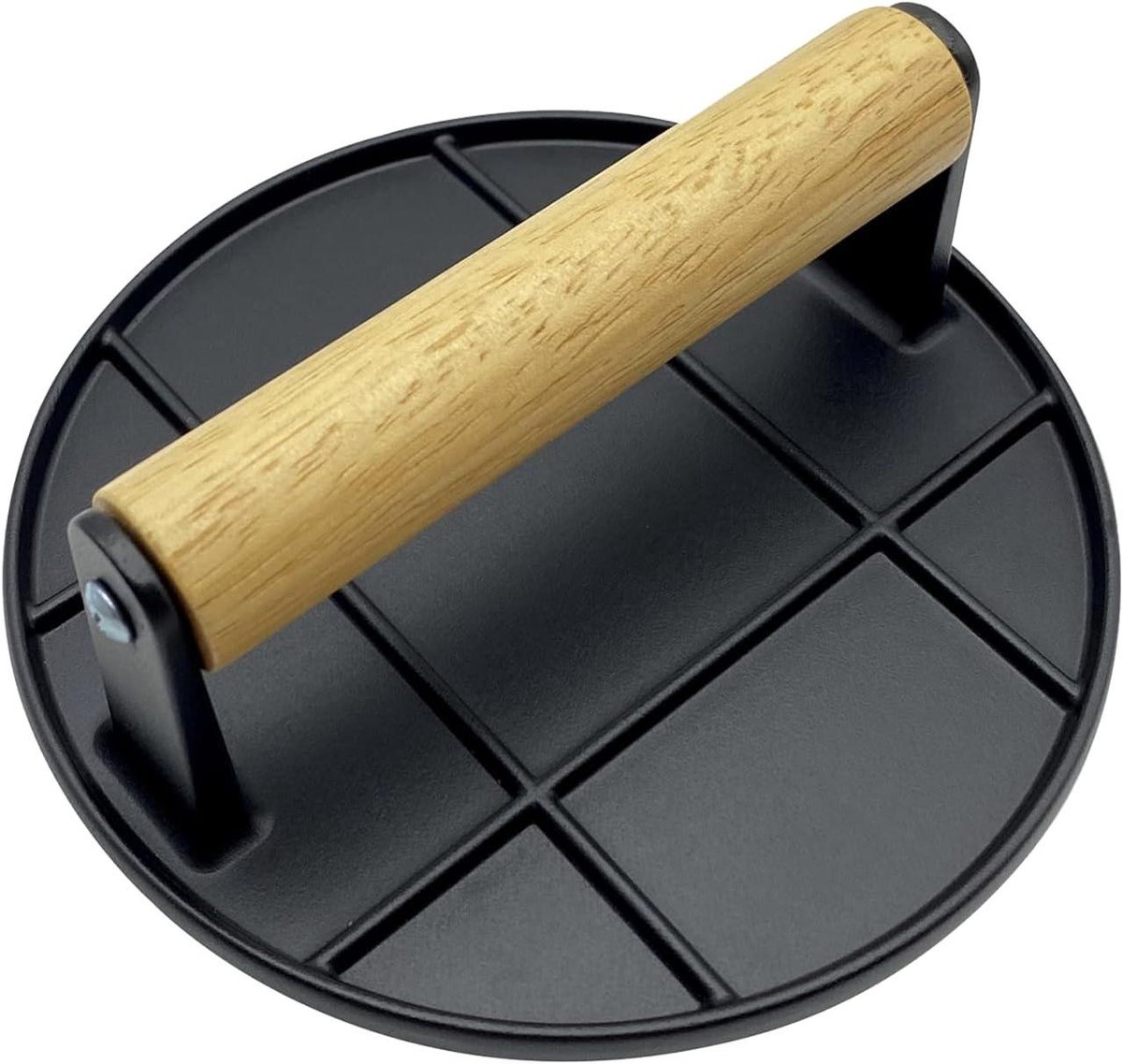 Gegoten aluminium grillpers - Hamburgerpers vleespers - Buiten koken - Verhoogt sappigheid - 17 cm - Zwart