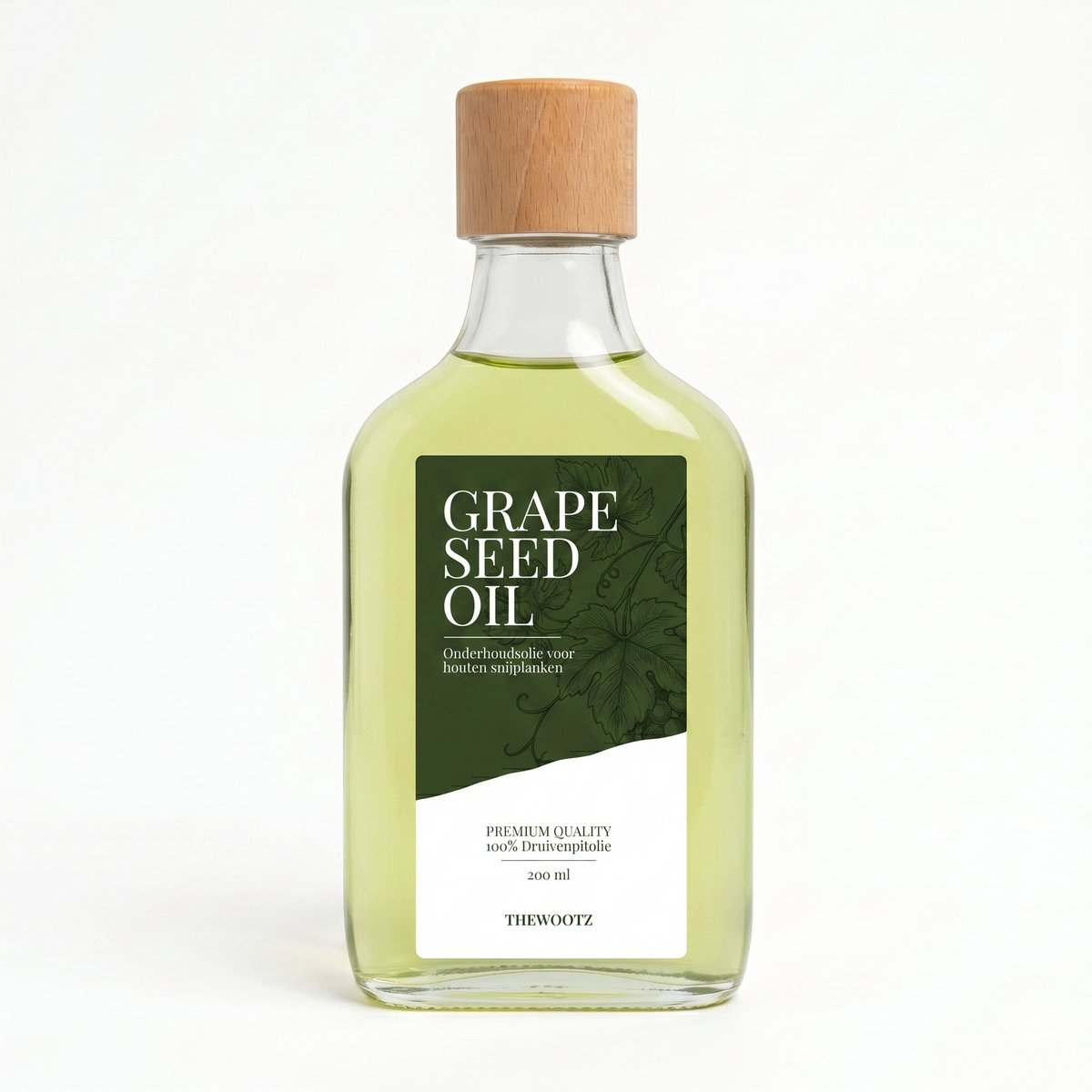 TheWootz Onderhoudsolie Snijplank – 200 ml – 100% druivenpitolie – Onderhoudsolie voor Houten Snijplanken, Hakblokken en Borrelplanken